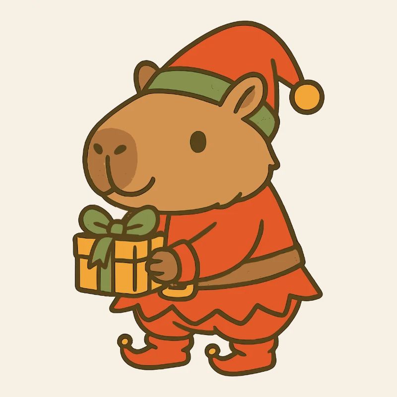✨ Weihnachtswichtel Capybara mit Geschenk 🎁