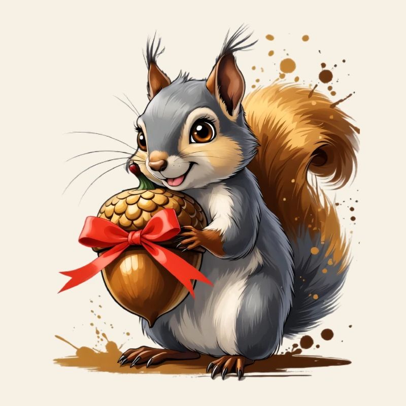 Eichhörnchen mit roter Eichel