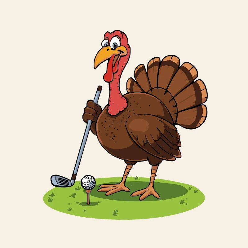 Funny Turkey Playing Golf
