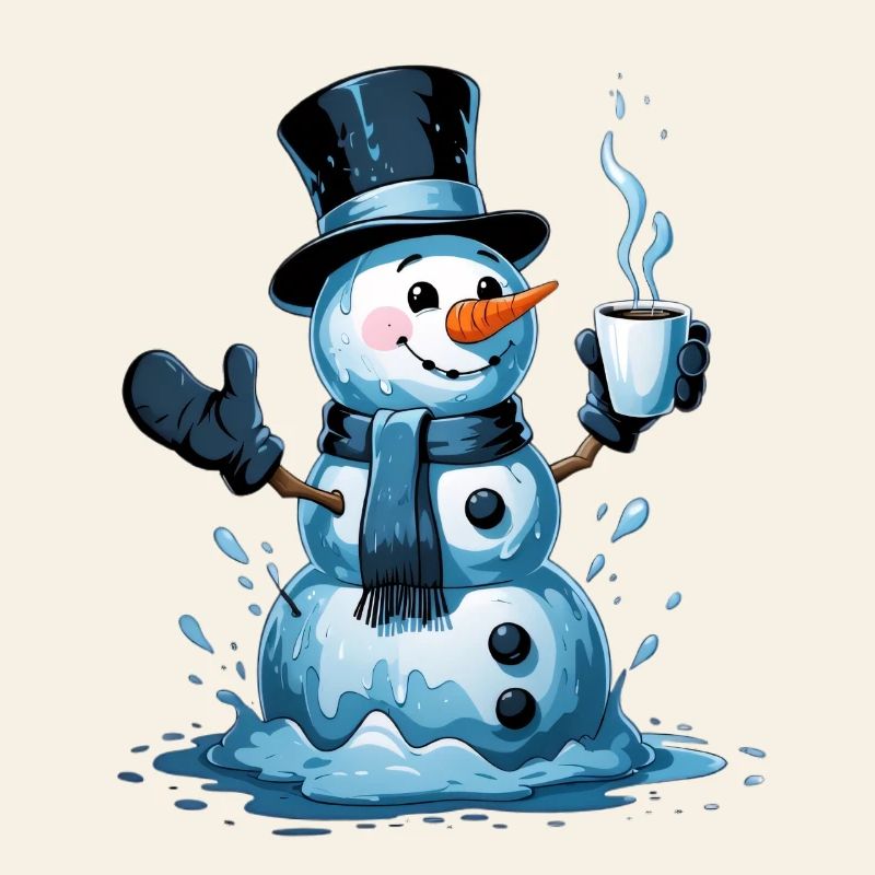 Snowman with steaming mug
