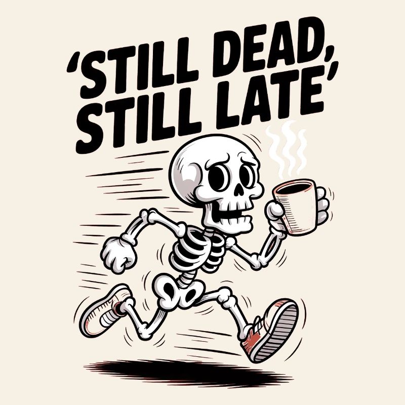 Still Dead, Still Late Skeleton Coffee Rush