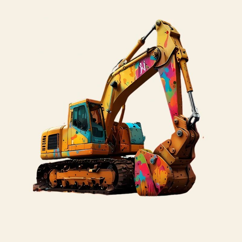 Farbexplosiver Bagger