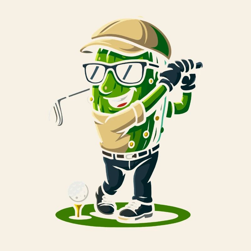 Cactus Golfer Cartoon