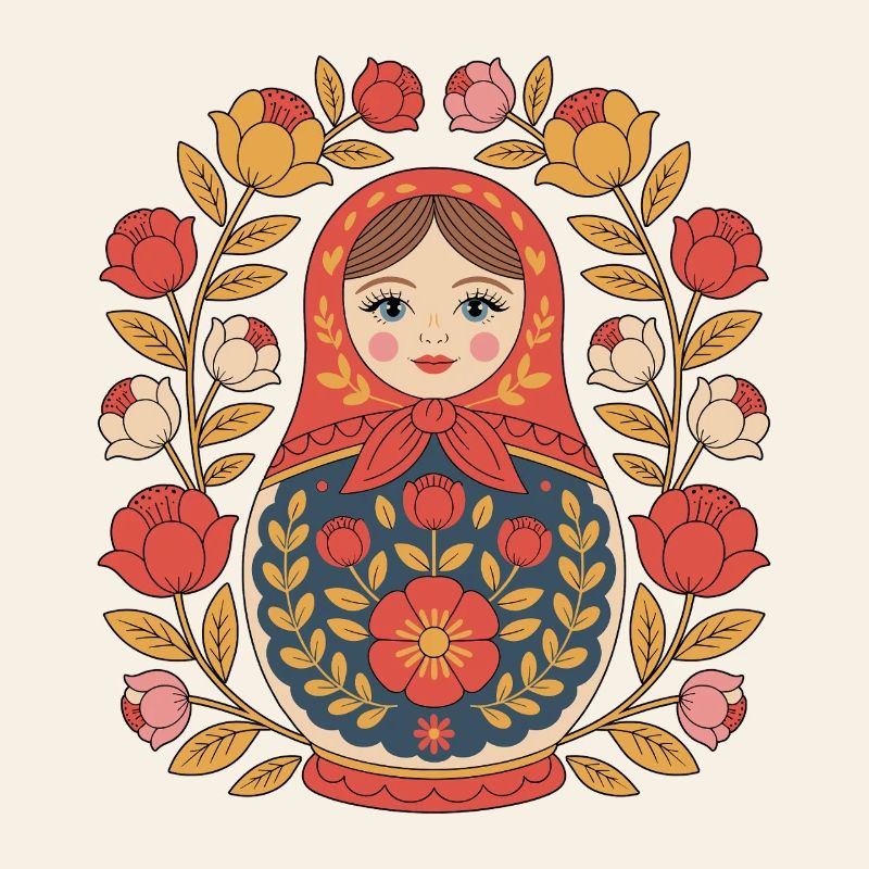 Conception de couronne de fleurs matriochka
