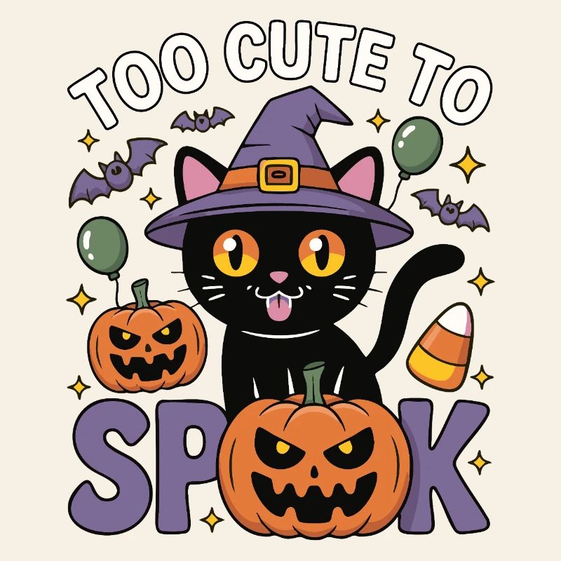 Trop mignon pour être effrayé - Chat sorcière mignon