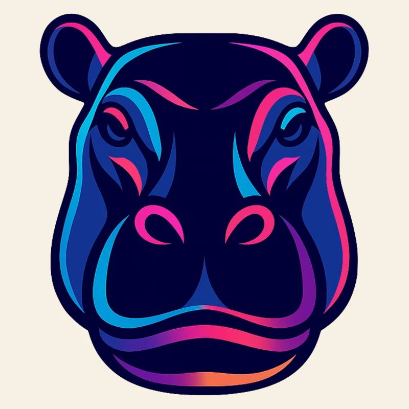 Neon Hippo Head