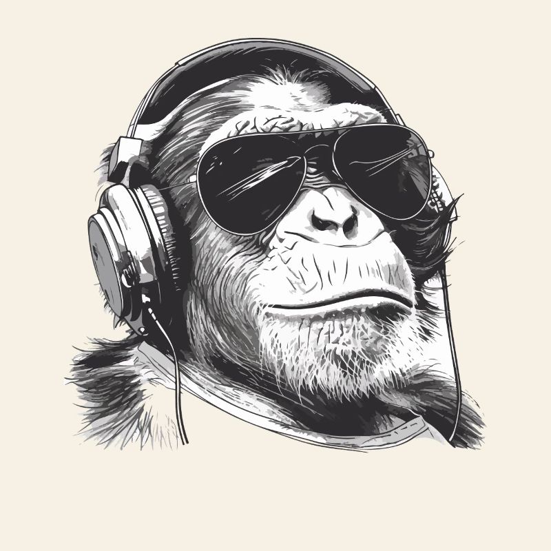 Monkey DJ avec casque