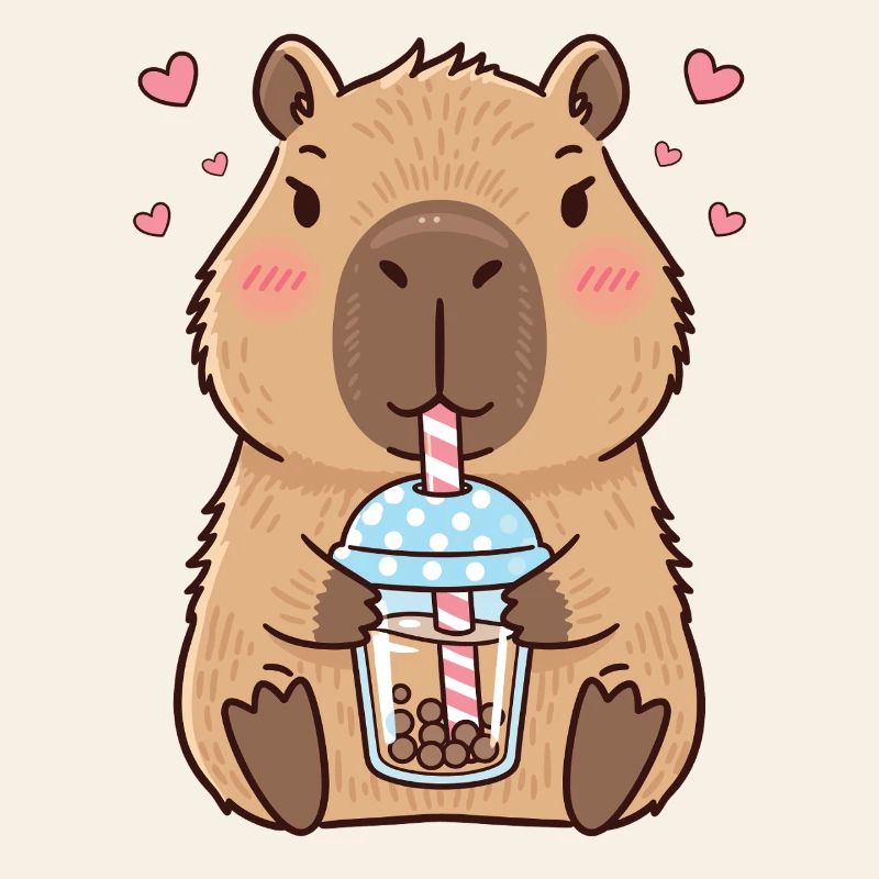 Capybara Bubble Tea Kawaii