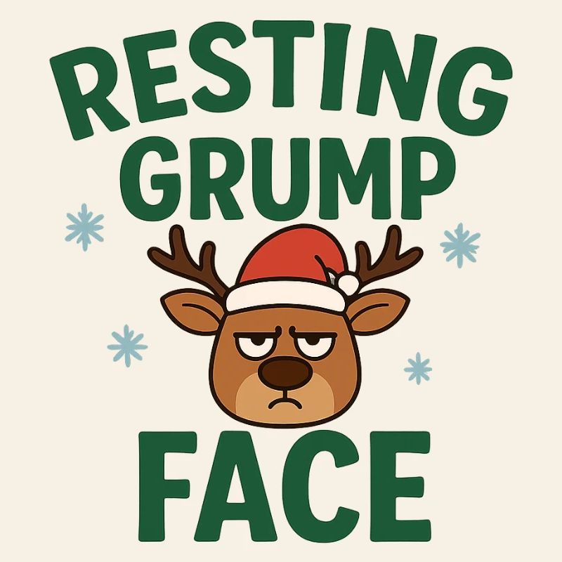 Resting Grump Face Reindeer with Hat