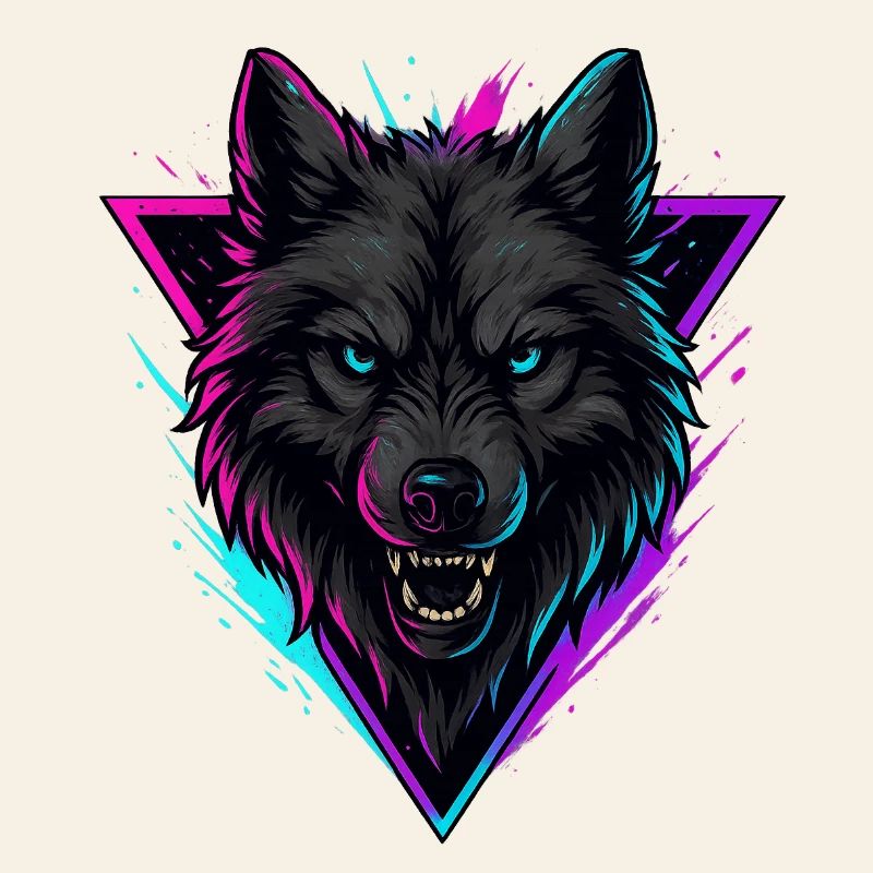 Neon Wolf in Violet Pink Triangle