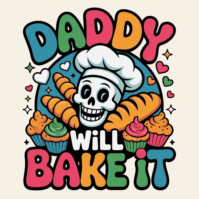 DADDY WILL BAKE IT Skull Bakery Design