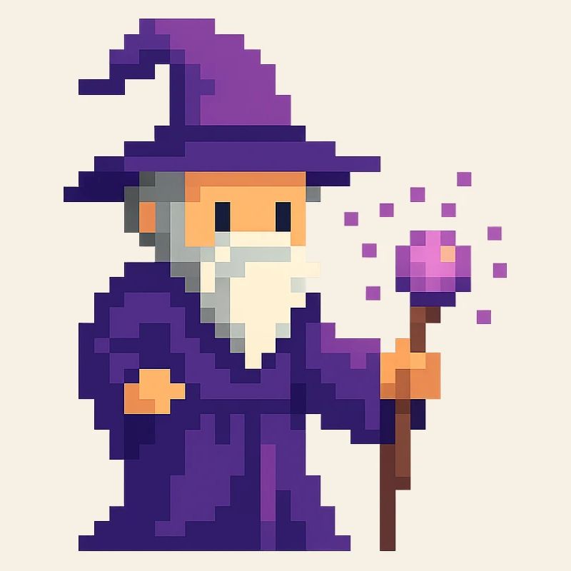 Pixel wizard dans le scintillement violet