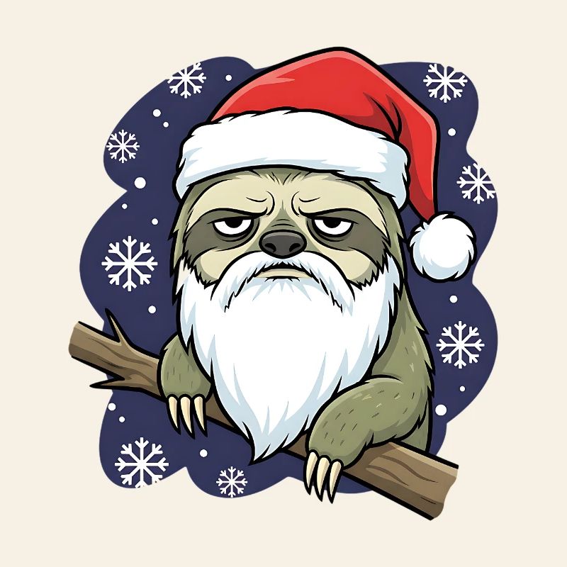 Funny Christmas Sloth Santa Grumpy