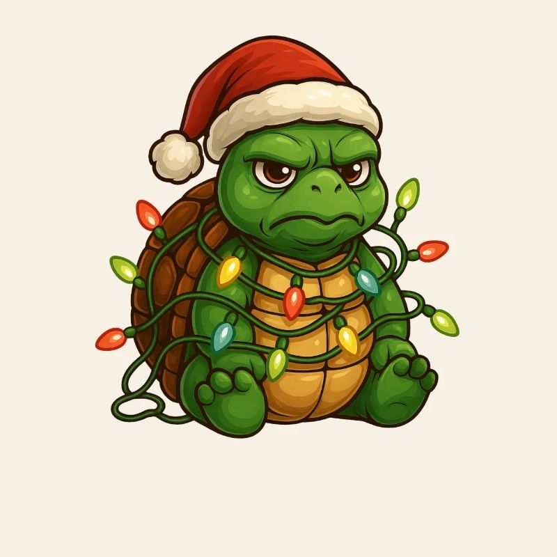Grumpy Turtle Santa Hat Fairy Lights To
