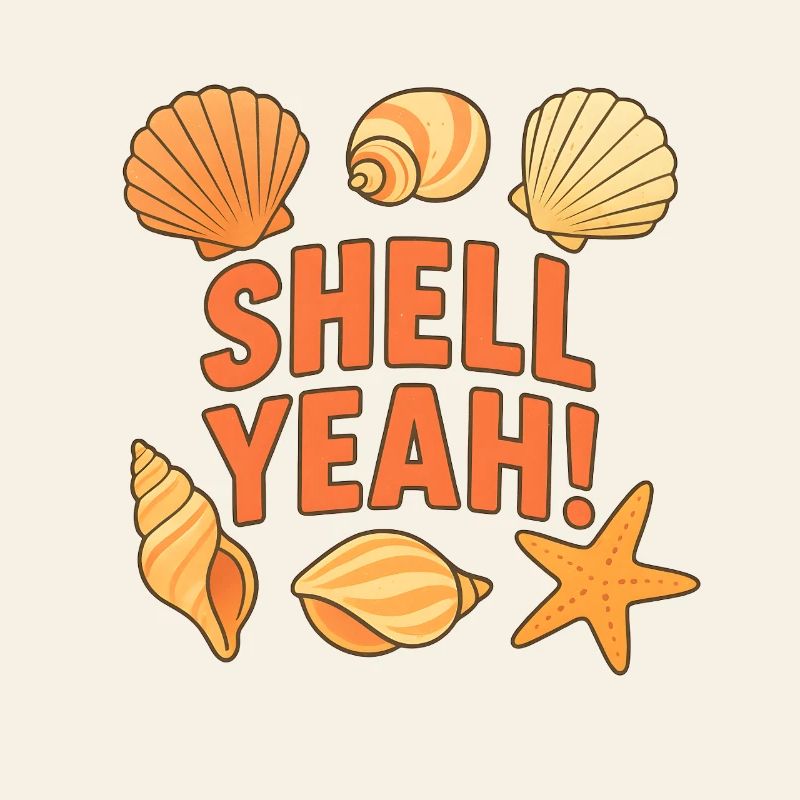 Shell yes! Seashell Beach Saying Design