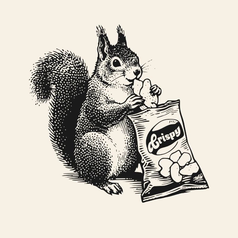 Écureuil avec des chips