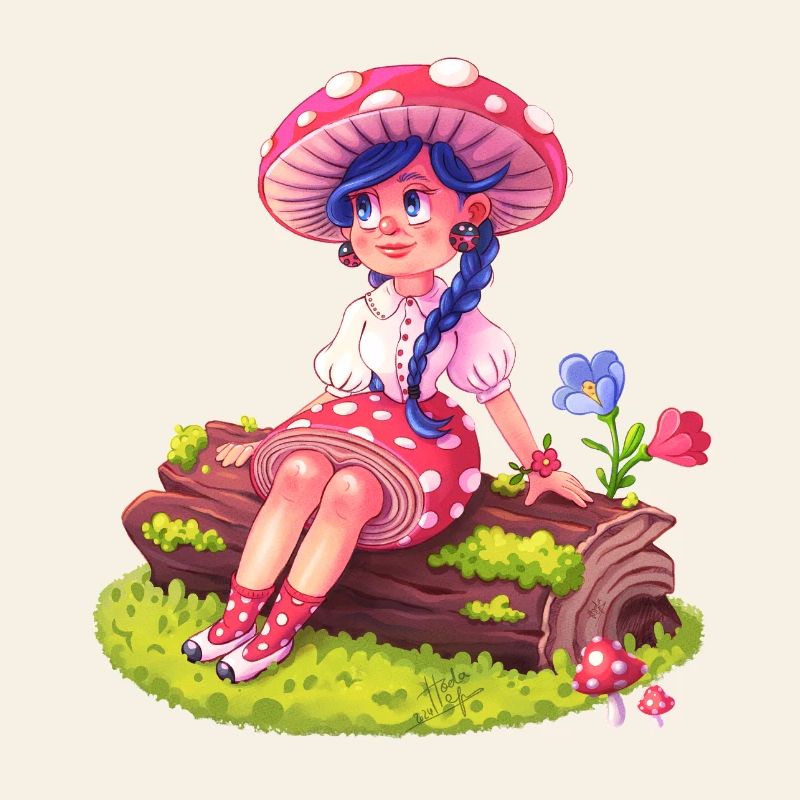 Fille Champignon dans une Forêt