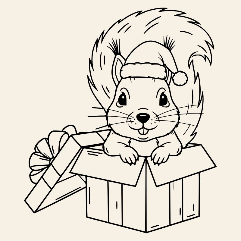 Süßes Weihnachts-Eichhörnchen in Geschenkbox