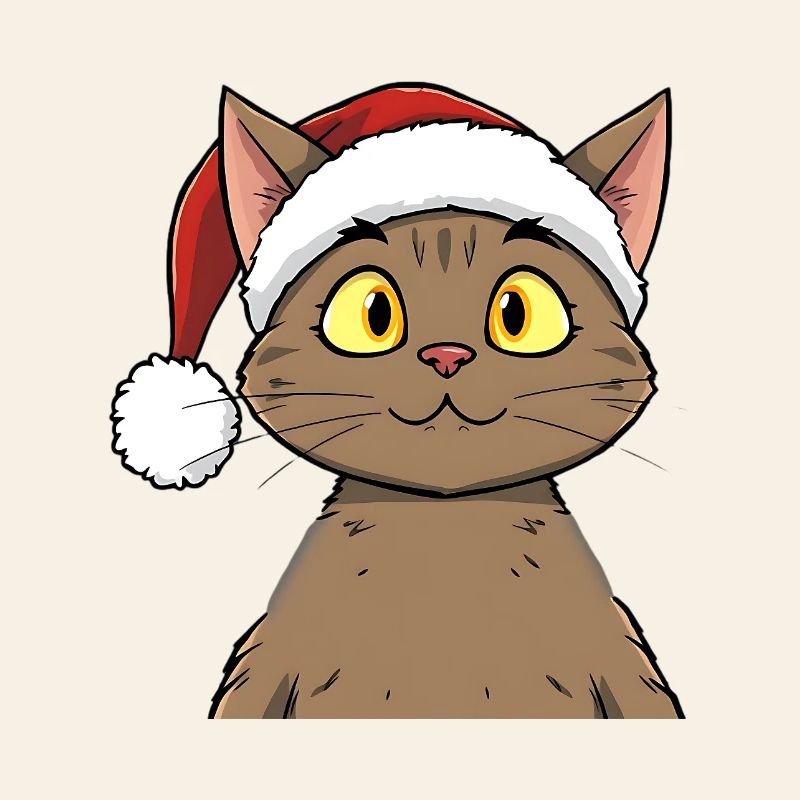 Chat de Noël mignon dans un style dessin animé mignon