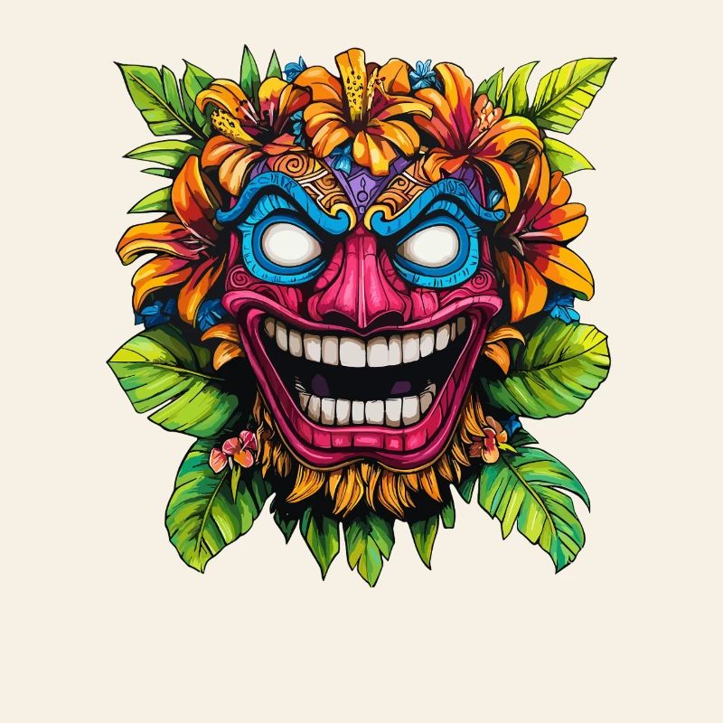 Explosion de couleurs du masque de fleurs Tiki