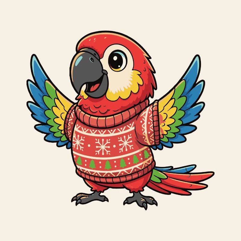 Perroquet de Noël coloré en pull