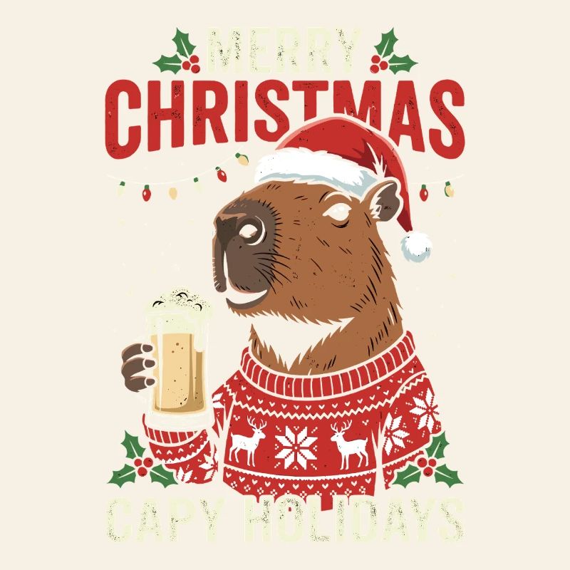 Pull de fête de Noël Capybaras