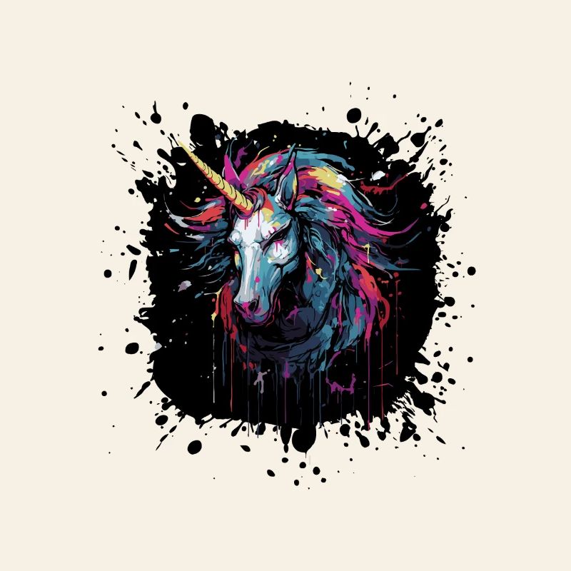 Farbsplatter Einhorn Kunst