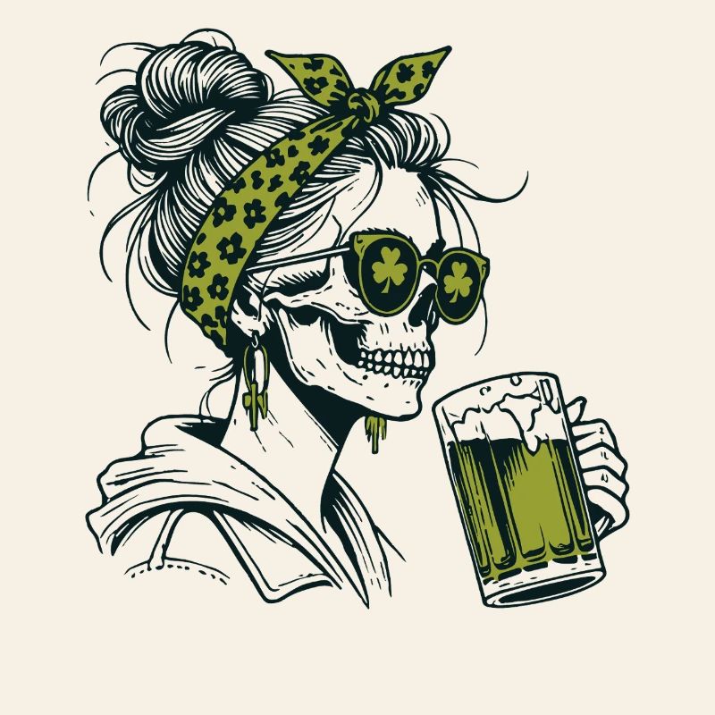 Squelette de trèfle avec bière, Saint Patrick drôle