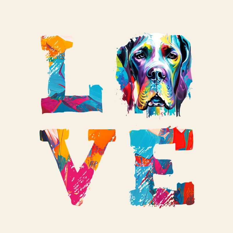 Great Dane Love Colorful Abstract Paint Splatter