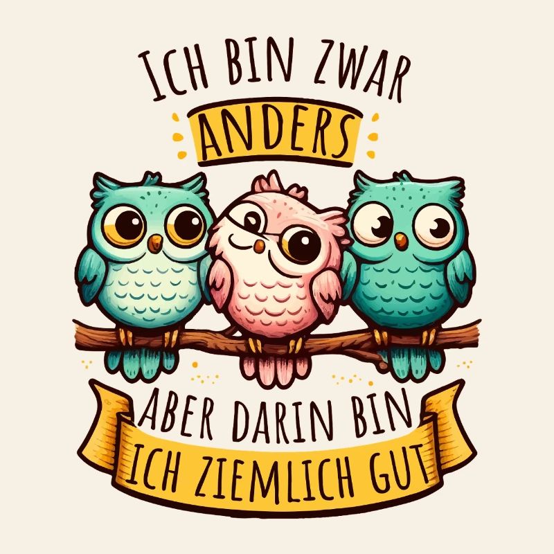 Anderssein – Eulen mit Spruch & Persönlichkeit