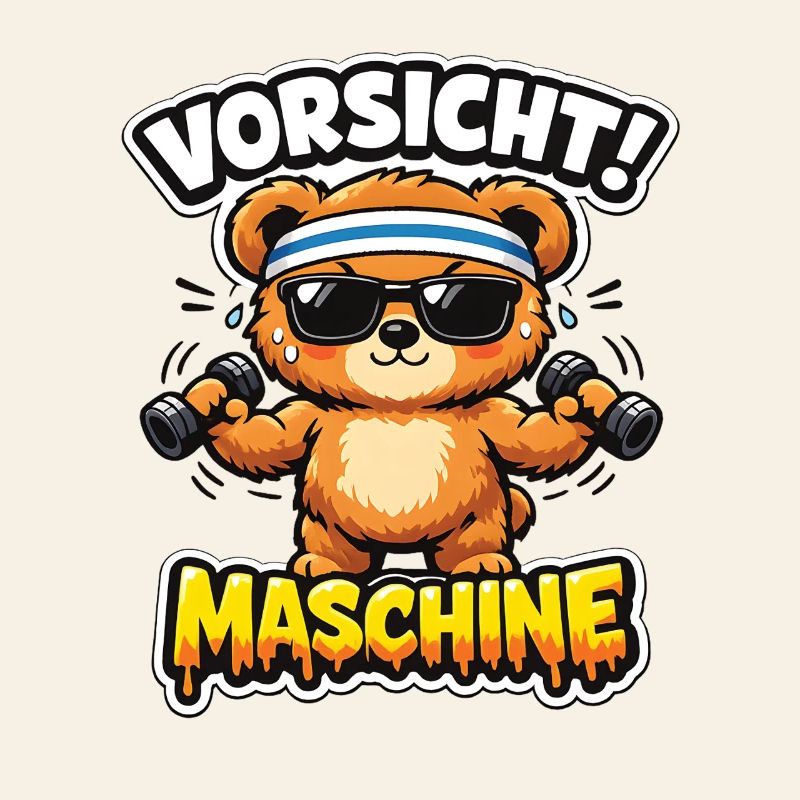 Caution Machine Bear with Dumbbells