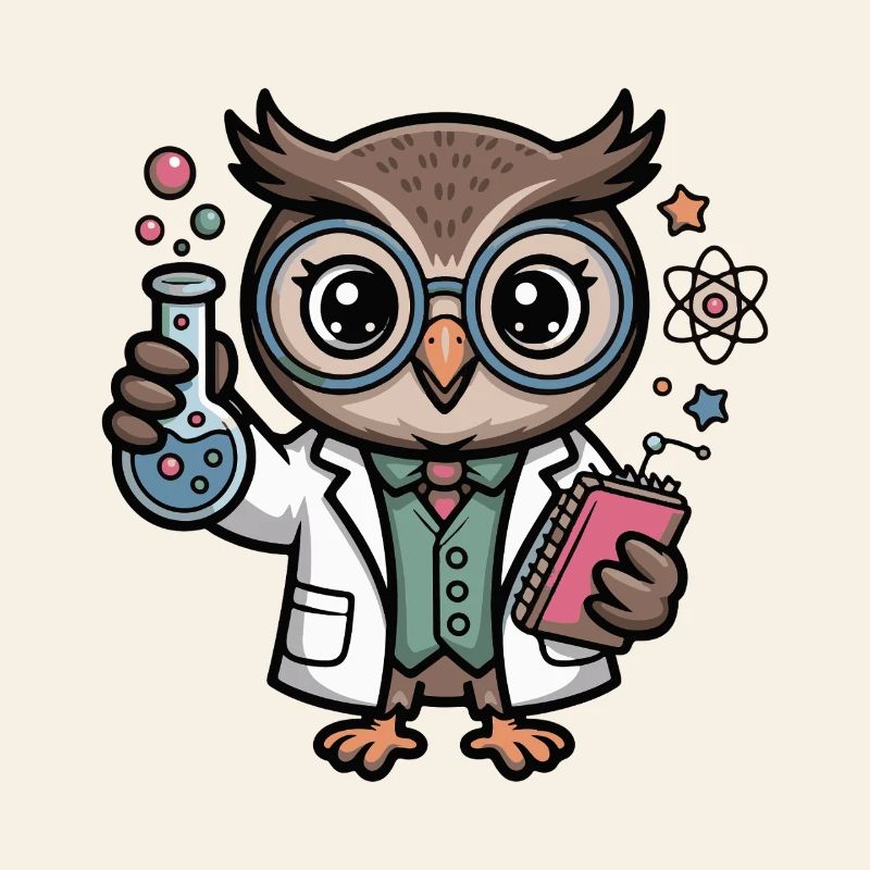 Labor-Eule als Wissenschaftler-Comic