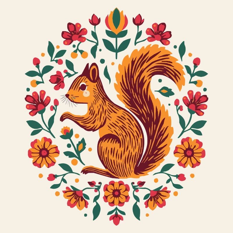 Eichhörnchen im Blumenkranz