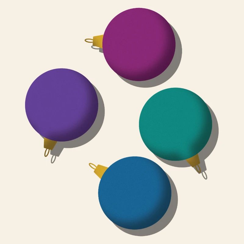 4 bunte Weihnachtskugeln 