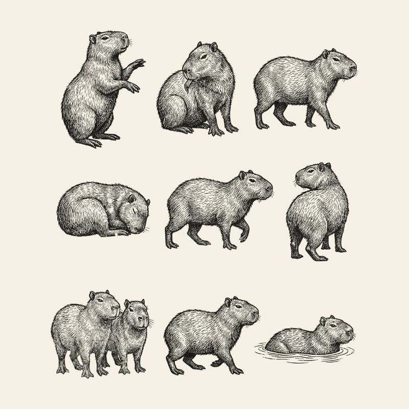 Silhouettes de capybara dans la conception forestière