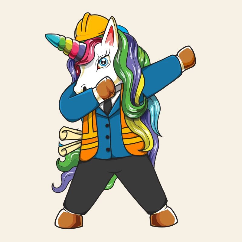 Dabbing Unicorn Engineer Construction Worker