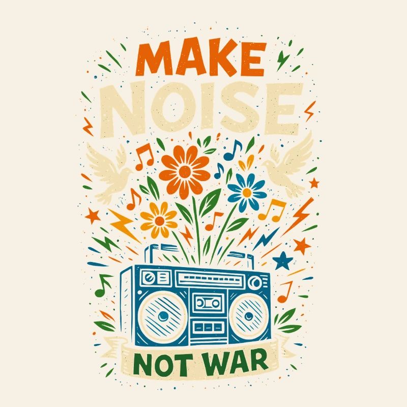 Make noise not war, peace musik