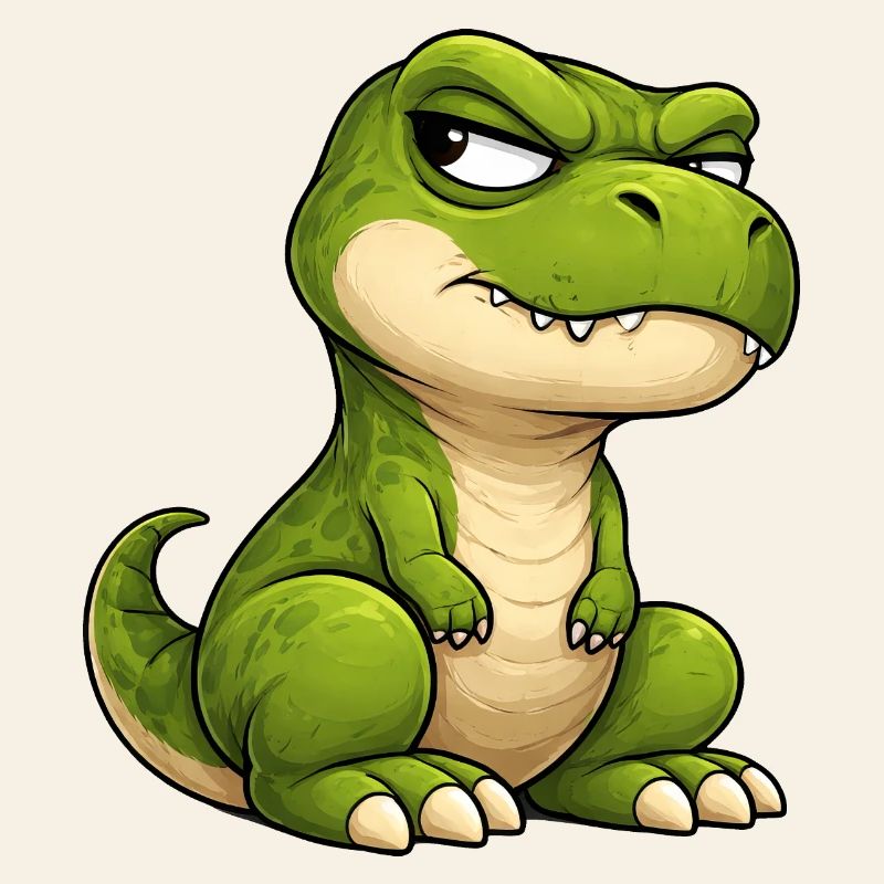Grumpy T-Rex Cartoon Skeptical Look