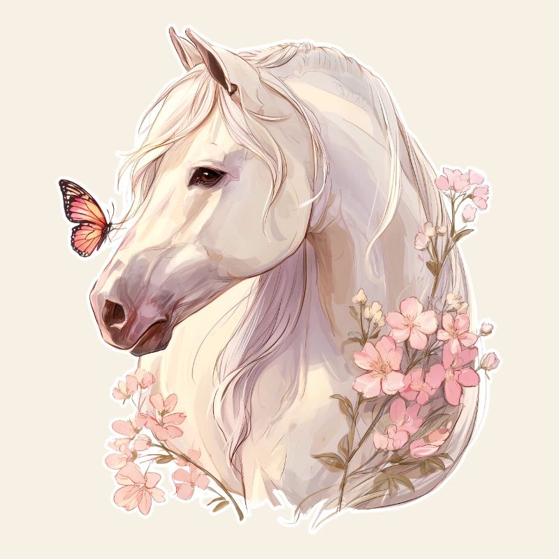 Pferd mit Schmetterling