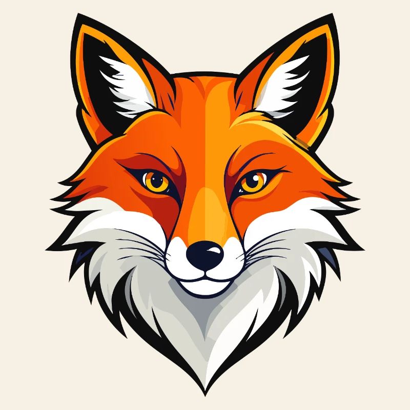 Bold Fox Head Illustration Red Fox Head Motif