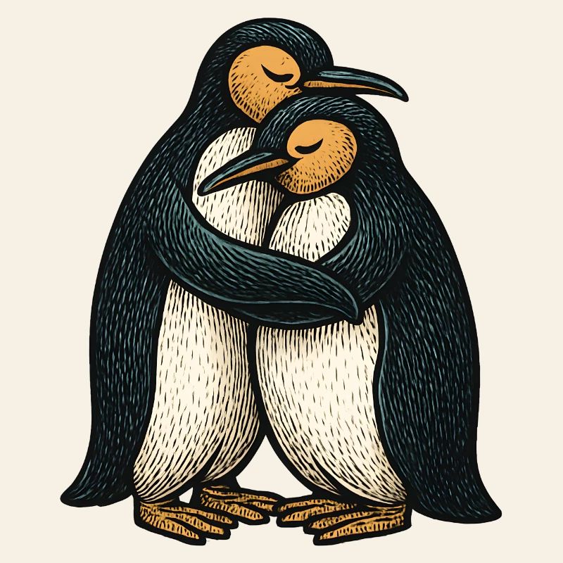 Two-Way Penguins Hug