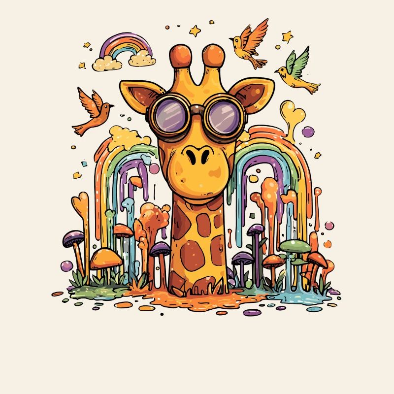 Girafe dans la Forêt Arc-en-ciel