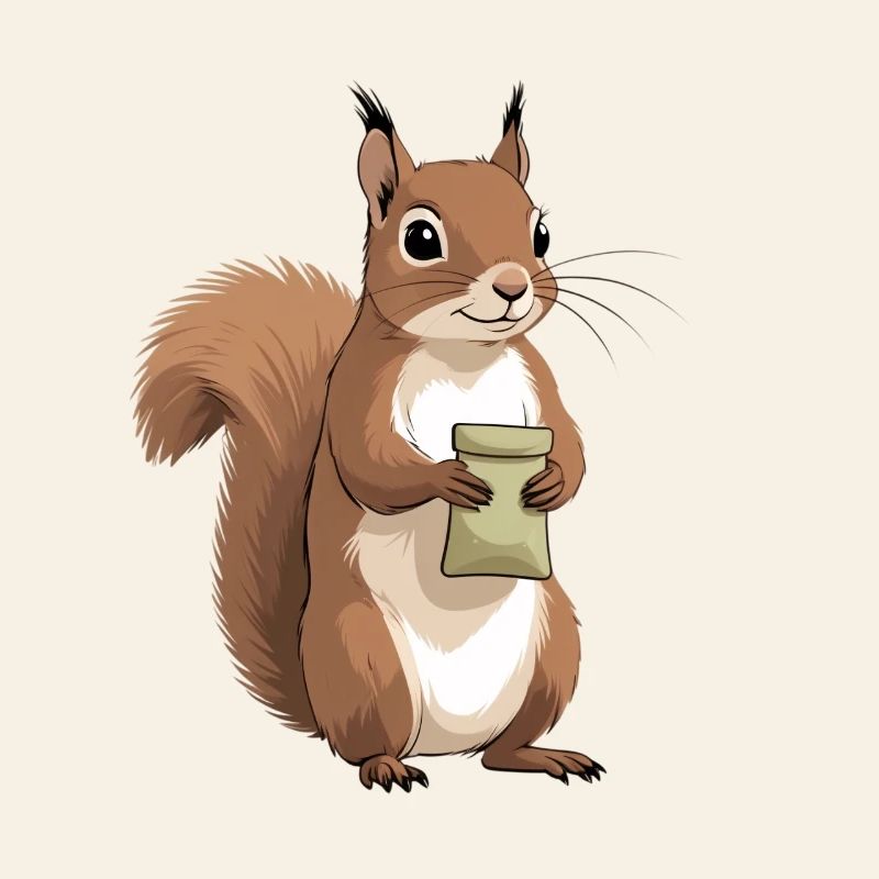 Eichhörnchen mit Beutel