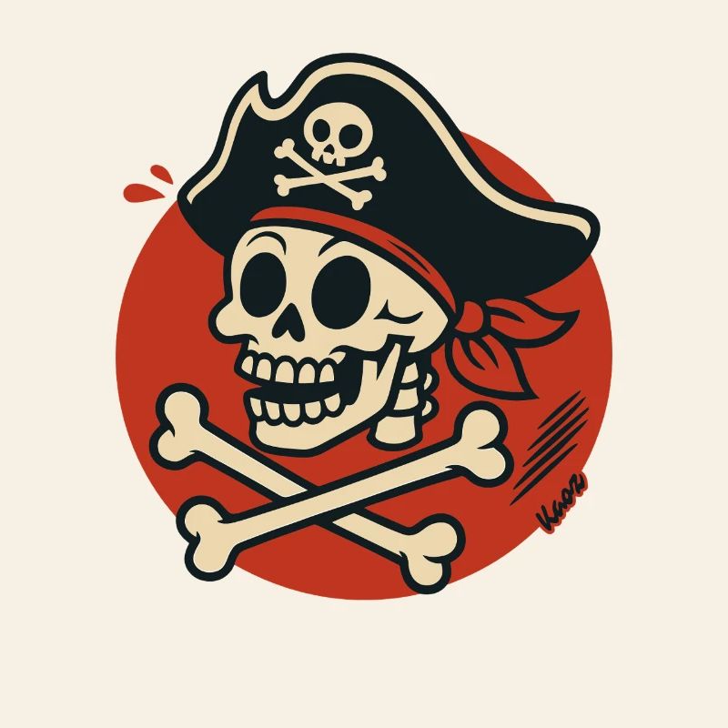 Pirate skull with bone