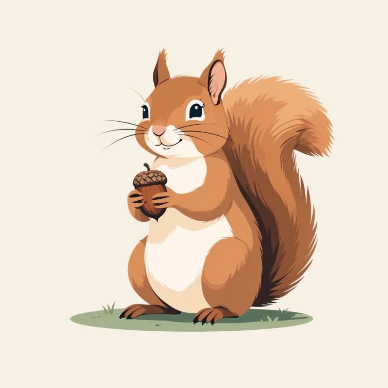 Eichhörnchen mit Eichel Karikatur