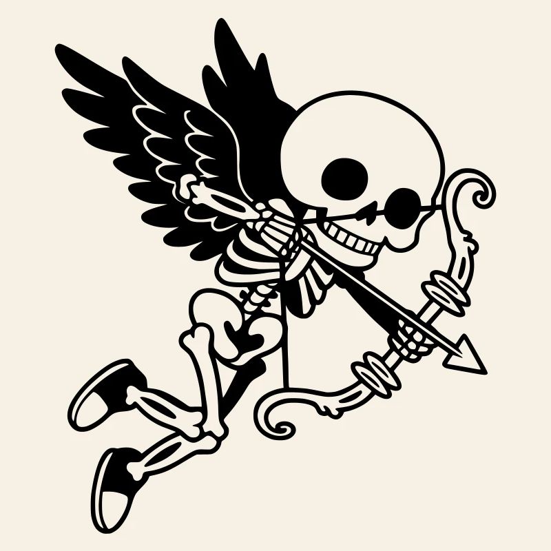 Cupidon Squelette aux ailes noires