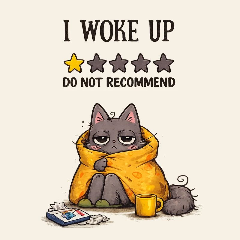 Je me suis réveillé – Je ne recommande pas (chat fatigué)