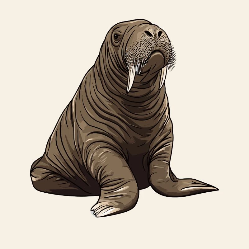 Dessin animé de morse dans des tons de marron