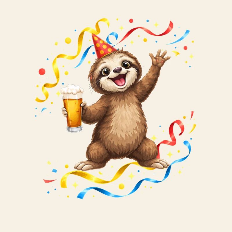 Sloth Party Celebration with Beer