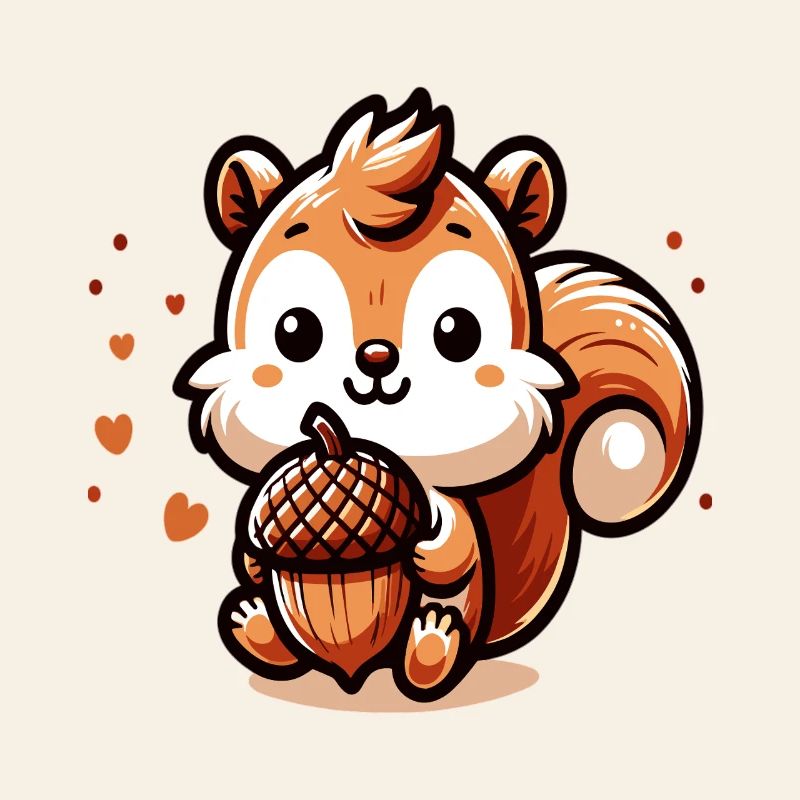 Süßes Eichhörnchen mit Herz-Eichel